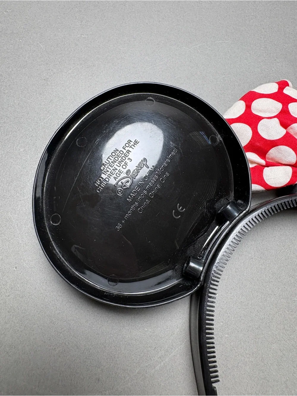Vintage 90s Disney Black Minnie Ears Headband with Red White Polka Dot Bow